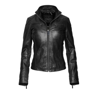 Lederjacke BUGATTI "bugatti Lederjacke", Damen, Gr. 42, schwarz, Obermaterial: 100% Lammleder LEL., uni, regular fit, Jacken, Taillierter Schnitt