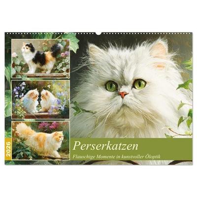 Perserkatzen. Flauschige Momente in kunstvoller Öloptik (Wandkalender 2026 DIN A2 quer), CALVENDO Monatskalender