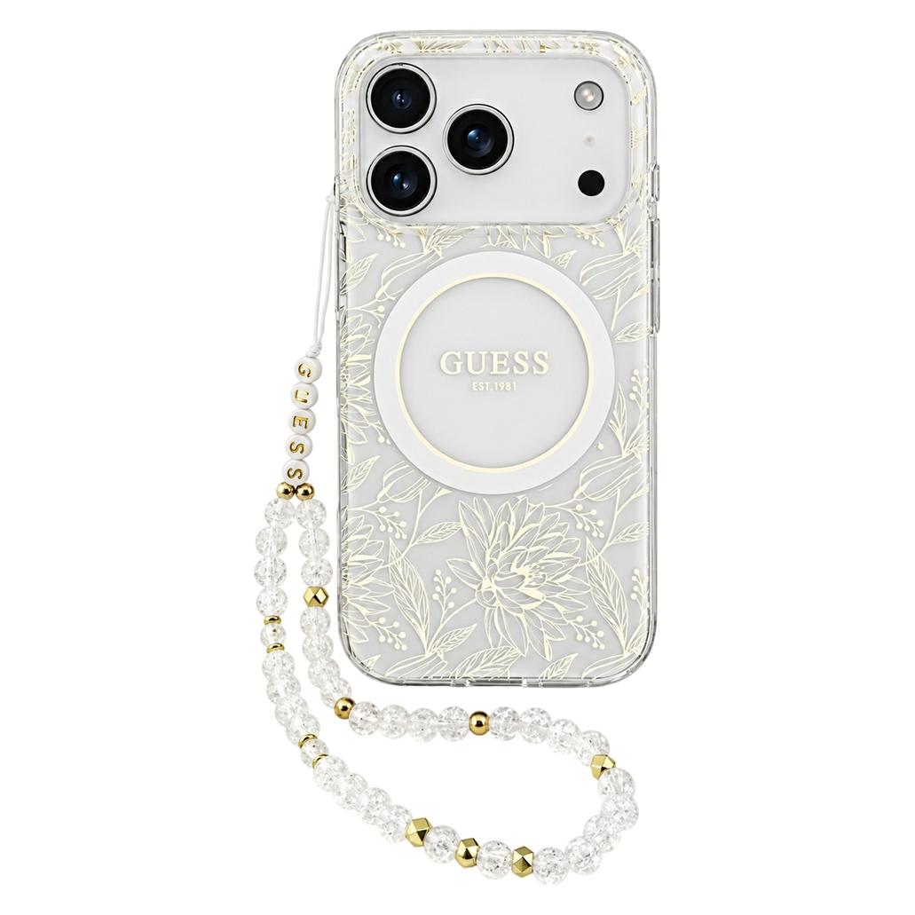 Guess IML Blumen Allover Trage MagSafe Hülle für iPhone 18 Pro Max Weiss (Apple iPhone 17 Pro Max, Apple iPhone 18 Pro Max) (GUHMP18XHCPOFPH)