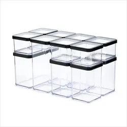 Rotho Set Premium Dosen 12 tlg. LOFT, Vorratsbehälter, Schwarz, Transparent