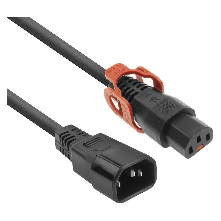Iec Lock 230V connection cable C13 + - C14 black 2.00 m (2 m) (PC1526)
