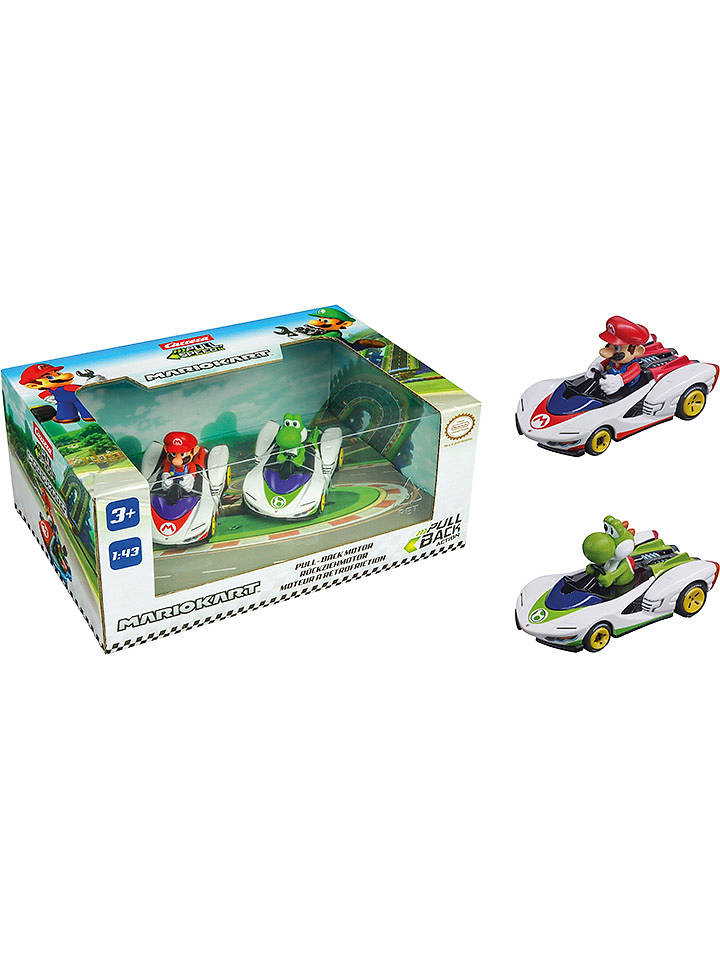 Carrera 2er-Set: Autos "Pull&Speed Mario Kart(TM)" in Weiß/ Rot/ Grün - ab 3 Jahren - onesize