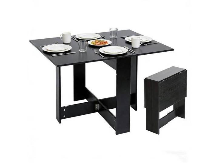Table à Manger Pliable DHHOZAMZ Table de Cuisine pour Petits Espaces Gain de Place pour Salle à Manger 2-4 Personnes Noir
