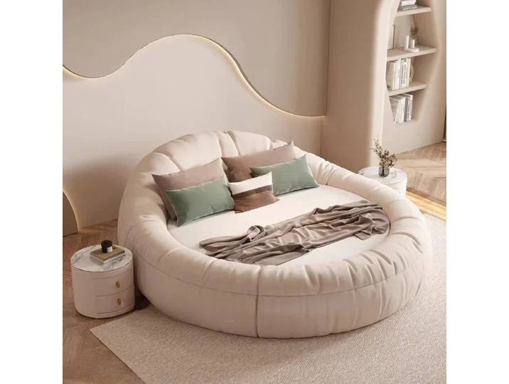 Ensemble complet de meubles de chambre à coucher : lits doubles, lit rond, lit queen size économique, tête de lit, table de chevet, ensemble de chambre 200cm 220cm