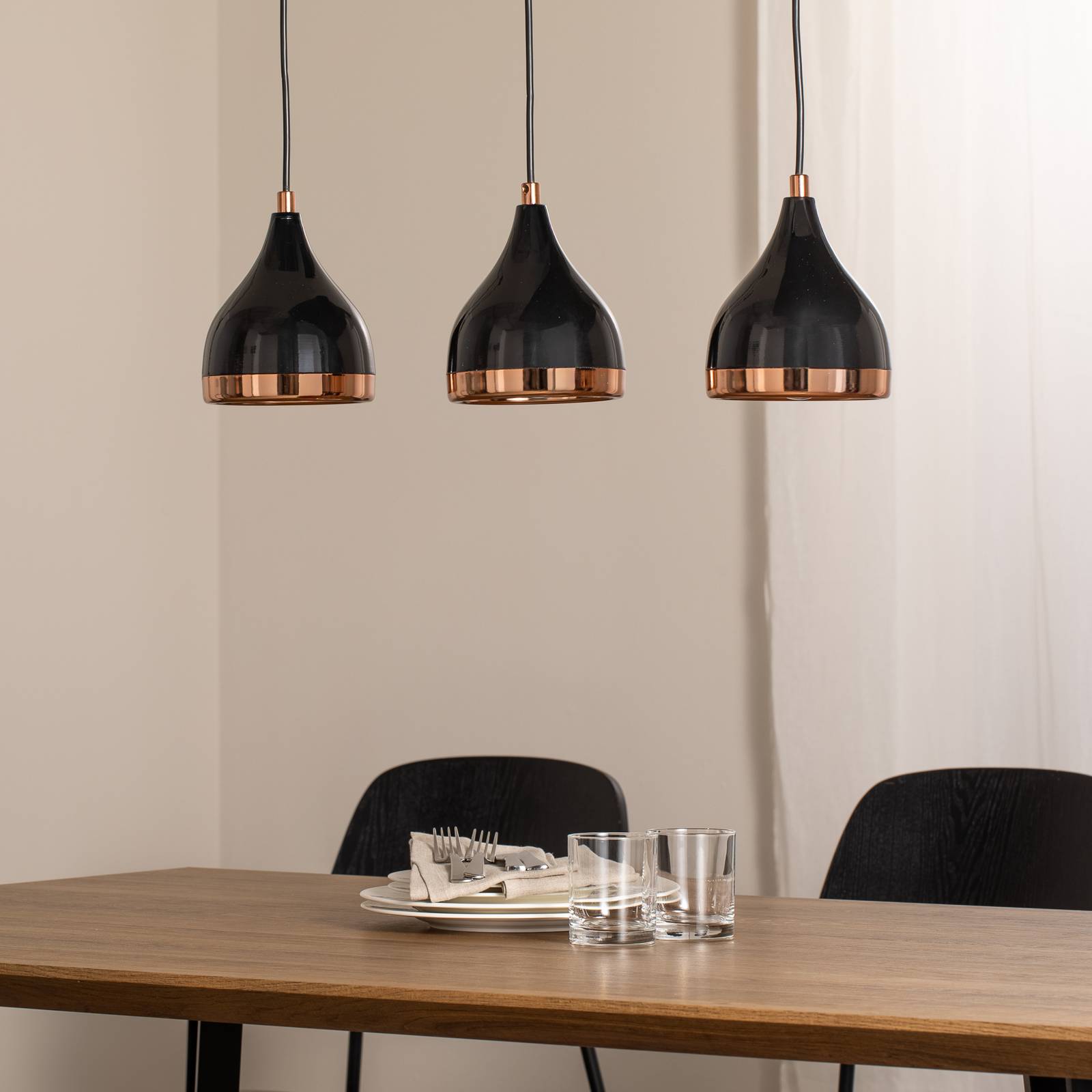 Hängelampe Yildo Opviq, dimmbar, schwarz, für Wohn- / Esszimmer, Metall, Pendelleuchte