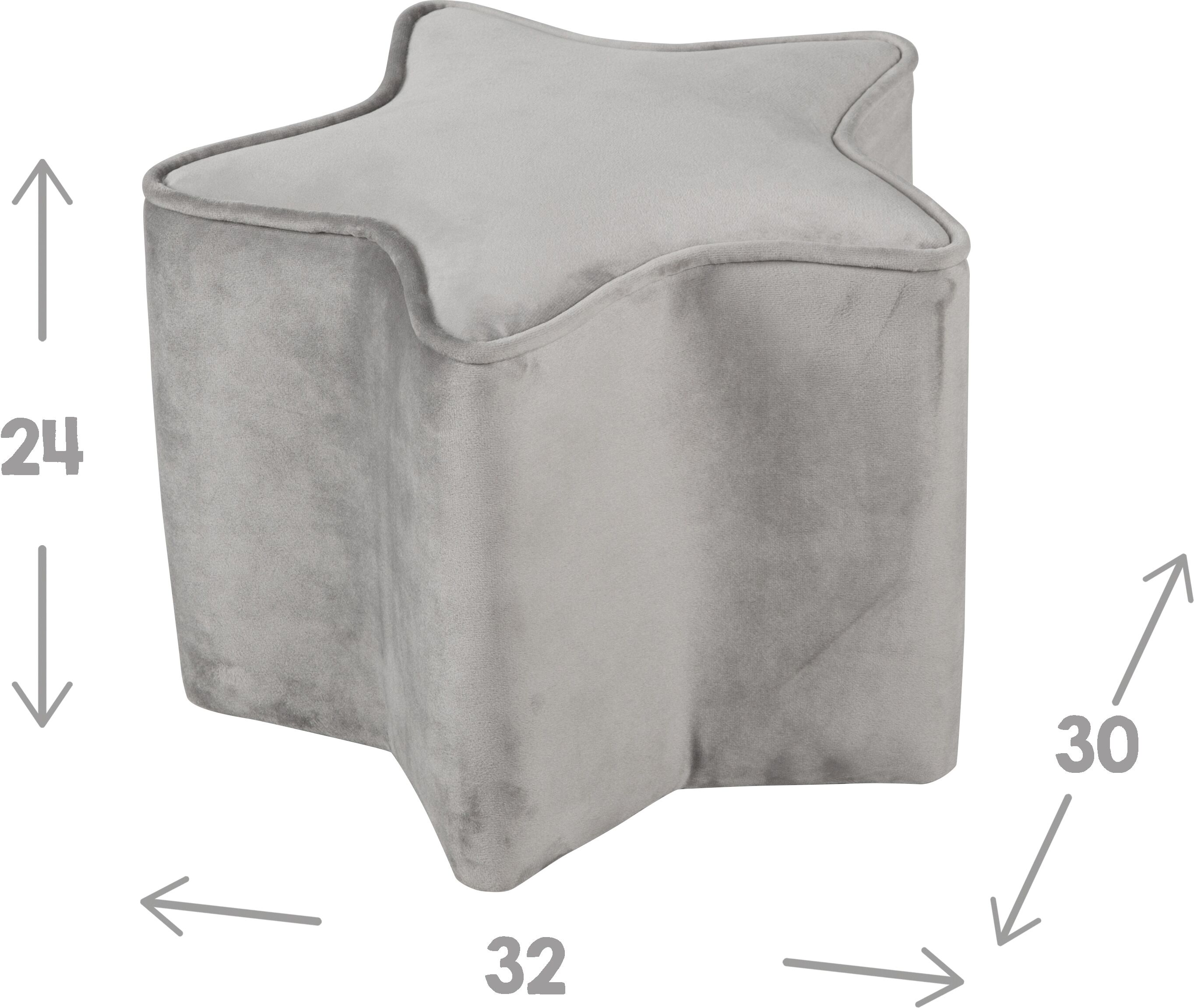 Kinderhocker ROBA "Lil Sofa", grau (silbergrau), Hocker, Baby, B/H/T: 32cm x 24cm x 30cm, Samt, Kinderhocker, in Sternform, B:32cm H:24cm T:30cm