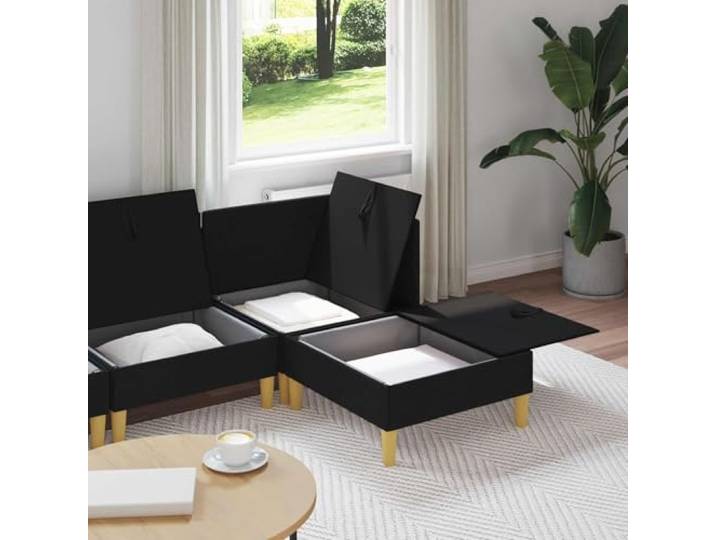 KTHLBRH Sofa-Set, modular, mit Stauraum, 4-teilig, Schwarz Modernes Design, langlebiger Stoff, bequeme Plätze, pflegeleicht