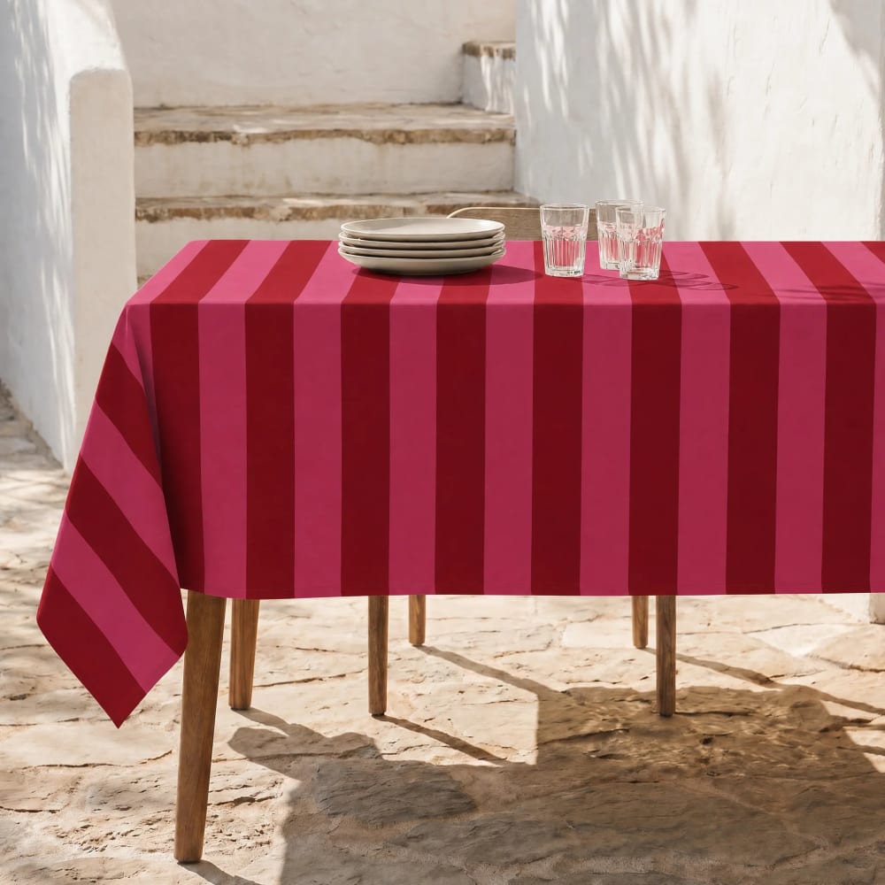 Muare Home Nappe anti-taches xl 100 % coton rouge et rose 180x300 cm Multicolore 300x1x180cm