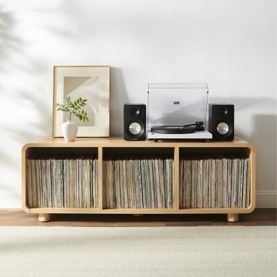 Crosley Furniture "Crosley Zoe Large Record Player Stand With Vinyl Storage - 15.75""d x 60""w x 20.5""h"