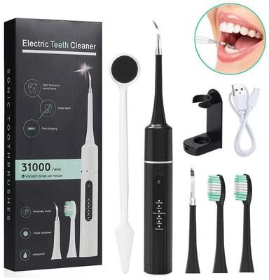 Uplift Essentials Sonic Electric Toothbrush Portable Dental Cleaner And Calculus Removal Tool black