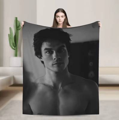 Inspire Curations Damon Salvatore Vampire Diaries Fleece Throw Blanket 1 76x102cm