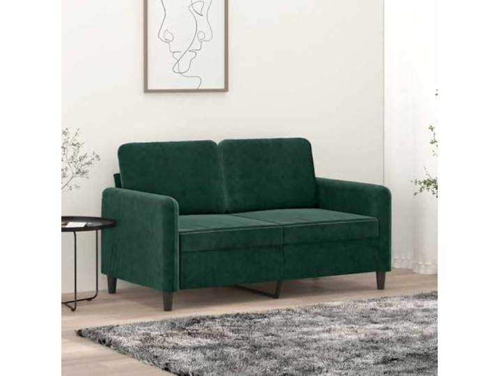 HEFZGDB 2-Sitzer-Sofa Dunkelgrün 120 cm Samt Modernes Metallgestell Wohnzimmer Polstermöbel Bequem Entspannen Lesen Fernsehen Robust Stabiles Design Luxuriöser Stoff Weiche