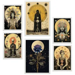 POSTER Set Mit 6 Mystischen & Esoterischen SternenA3 & A4 Weißer Rahmen