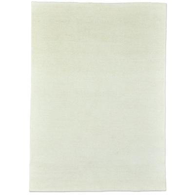 Wollteppich THEKO "Nakarta 1, handgeknüpft" Gr. 2, weiß, B:70cm H:12mm L:140cm, Schurwolle, Teppiche, reine Wolle, Uni-Farben, Wohnzimmer