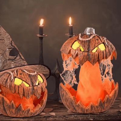 Inspire Curations LED Devil Pumpkin Lantern With Flashing Light For Spooky Halloween Decor LED Devil Pumpkin Lantern With Flashing Light For Spooky Halloween Decor