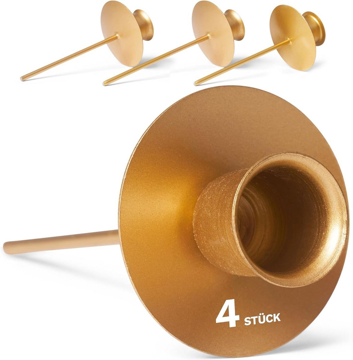 Set van 4 gouden staafkaarsenhouders voor kerstdecoratie