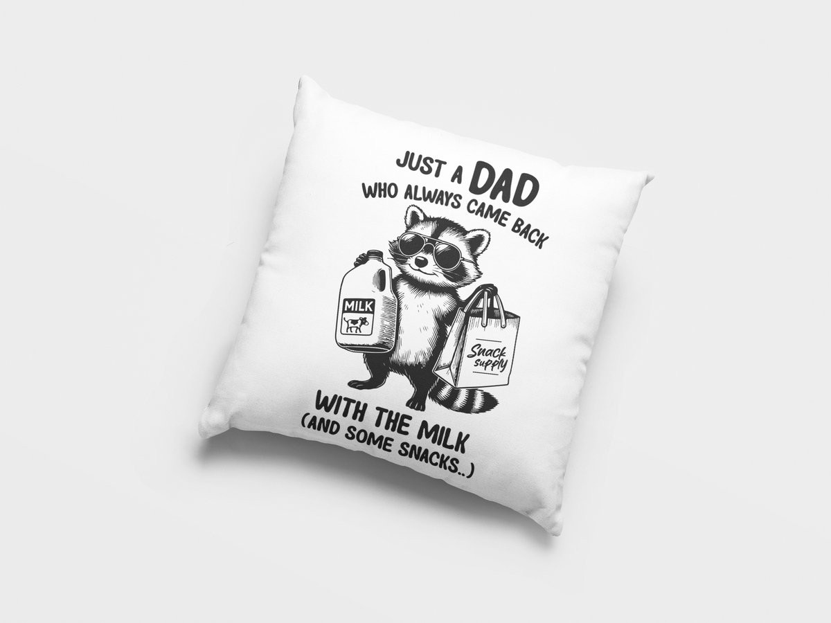 Grappig Papa Wasbeer Sierkussen - Melk en Snacks - Decoratief Cadeau voor Vaderdag