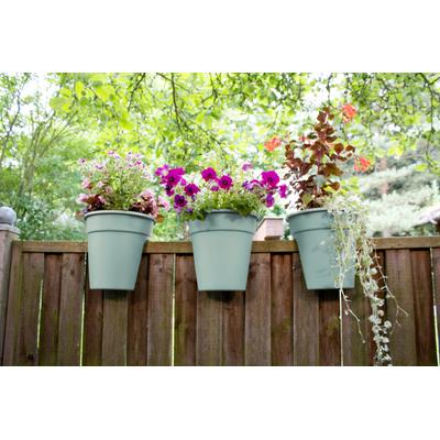 Balkonkasten KHW "Flowerclip", grün (pastellgrün), H:27,5cm Ø:27cm, Kunststoff, Polypropylen, Pflanzgefäße, ØxH: 27x27,5 cm