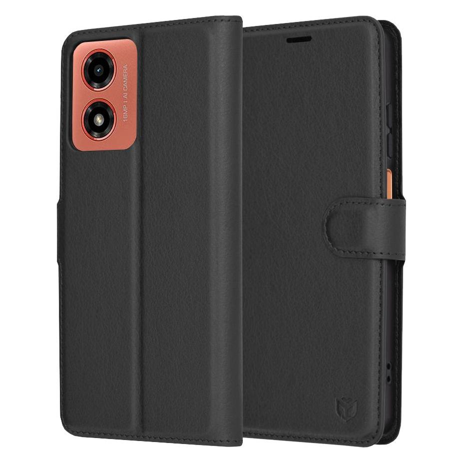 Techsuit - Leather Folio - Motorola Moto G04 / Moto G04s / Moto G24 / Moto E14 - Black (Motorola Moto E14, Motorola Moto G04, Motorola Moto G24) (56346583)