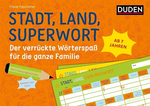 Frank Passfeller - Stadt, Land, Superwort - Der verrückte Wörterspaß für die ganze Familie: Mit 2 Schwierigkeitsstufen - garantiert fair! (Duden - Wörterspaß) - Preis vom 02.10.2026 23:42:20 h