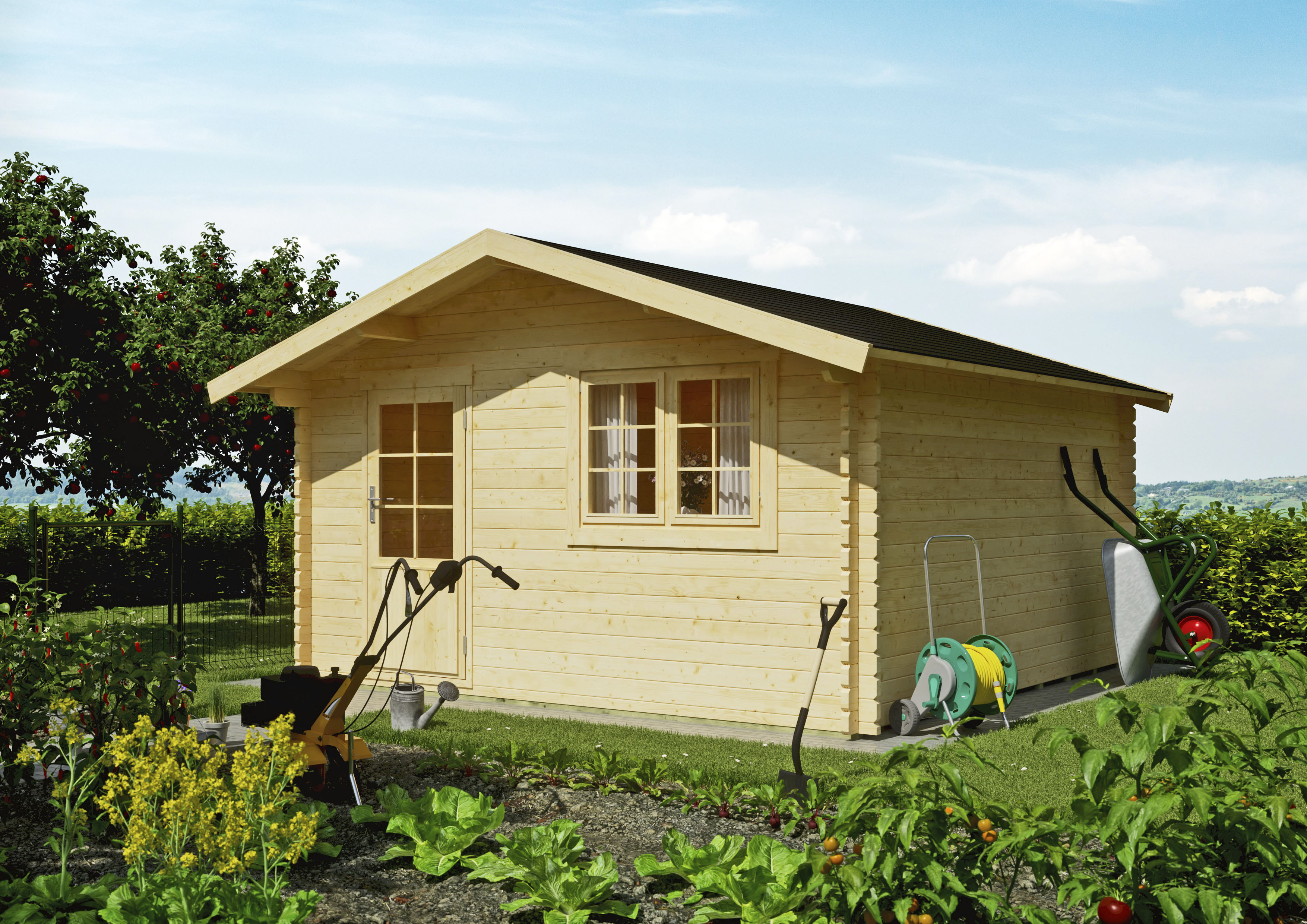 Gartenhaus KIEHN-HOLZ "Fronberg", beige (naturbelassen), Fußboden im Gartenhaus, Holzwerkstoff, Gartenhäuser, Gartenhaus, aus naturbelassenem Fichtenholz