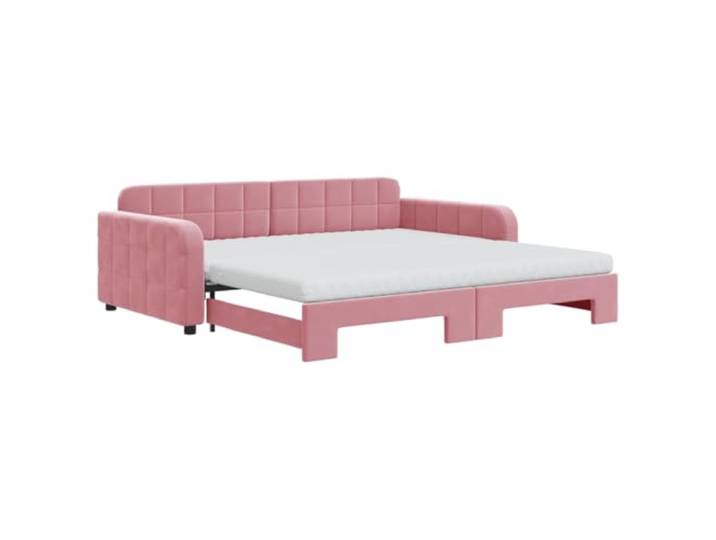 KTHLBRH Ausziehbares Schlafsofa aus rosafarbenem Samt, 100 x 200 cm, mit 2 2 Schaumstoffmatratzen, Gestell aus Massivholz und Metall, Latten aus Sperrholz, Kupfergewebe, Montage