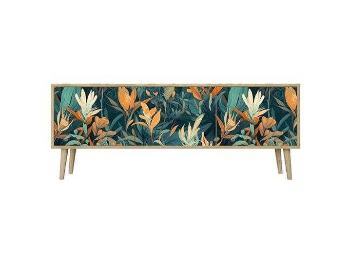 Healancy Biomedical TV Schrank mit Türen - Kommode - Fernsehschrank - Lowboard - Fernsehtisch - Wohnzimmer Möbel - Board mit Stauraum - Tisch - Sideboard - Fernsehrregal Riva-Eiche
