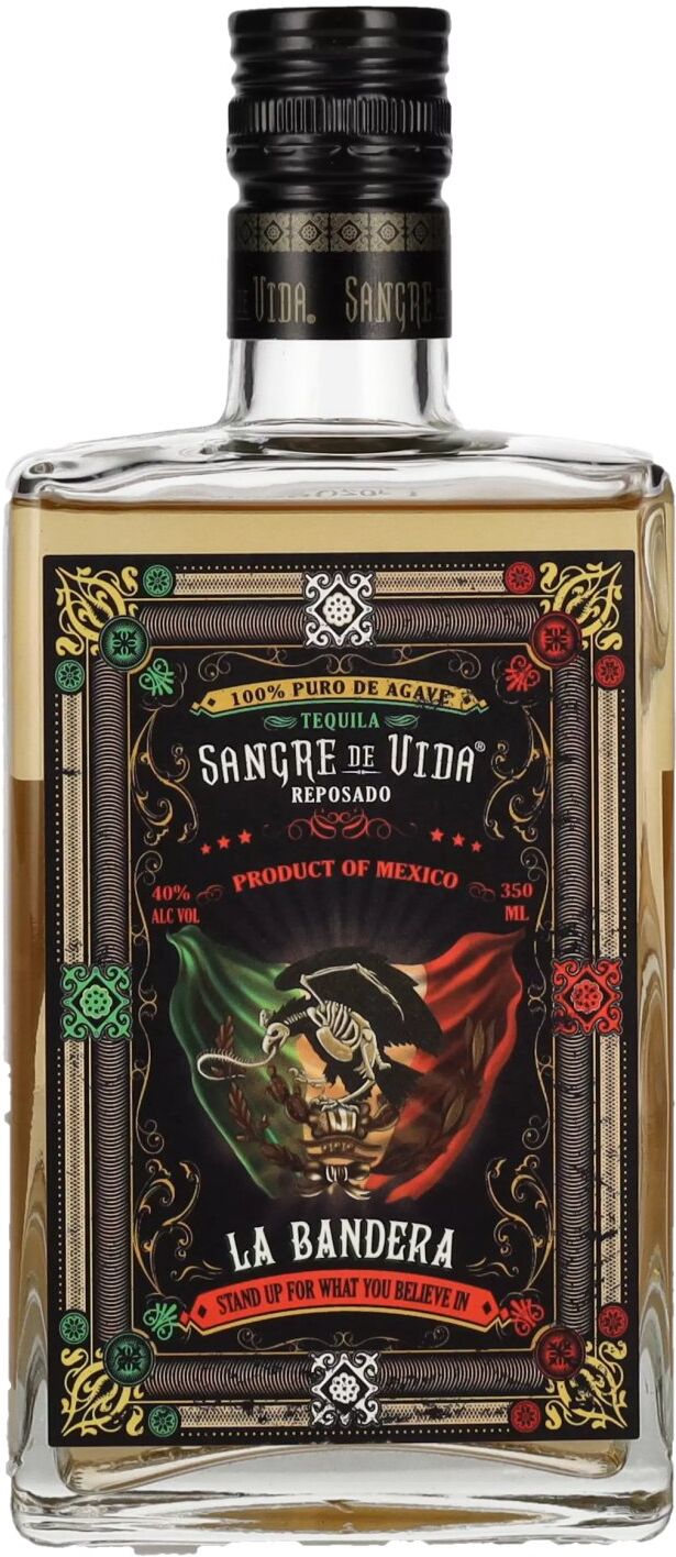 Sangre de Vida Loteria LA BANDERA Reposado Tequila 100% de Agave 40% Vol. 0,35l