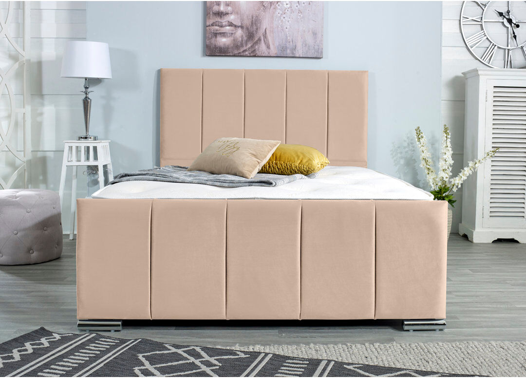 Wayfair Sleep Rossing Upholstered Bed Frame Mink Kingsize (5')