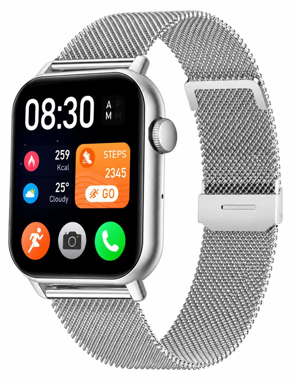 Siltcon Smartwatch Pro Zilver met 4 bandjes voor dames en heren