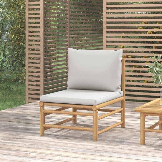Famanu Gartenbank aus Bamboe - Modulares Design mit Kissen - 55x69x65 cm - Lichtgrau