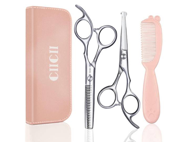 Haarschneide Set 8-teilig mit Sicherheitsschere, Rosa, Metall, 6.5x1x16.5 cm, Freizeit & Co, Wellness & Gesundheit, Körperpflege