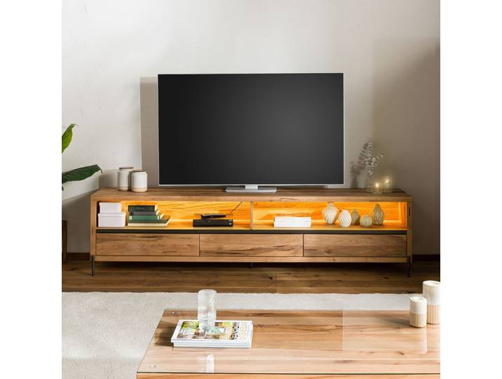 TV-Board Wild-/Zerreiche 242x47x60 natur geölt MONTREUX LUX #112