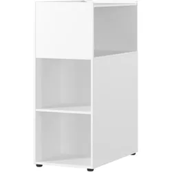 bümö Space Anstellcontainer & Raumteiler in Weiß, Regal Container mit 5 Fächer - Schreibtisch Schrank für Ordner & Akten am Bürotisch -