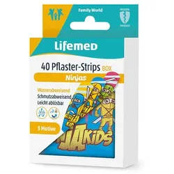 Lifemed Pflaster-Strips 6 cm x 1,7 cm farbig "Ninjas" 40 Stück 1 Packung à 40 Stück
