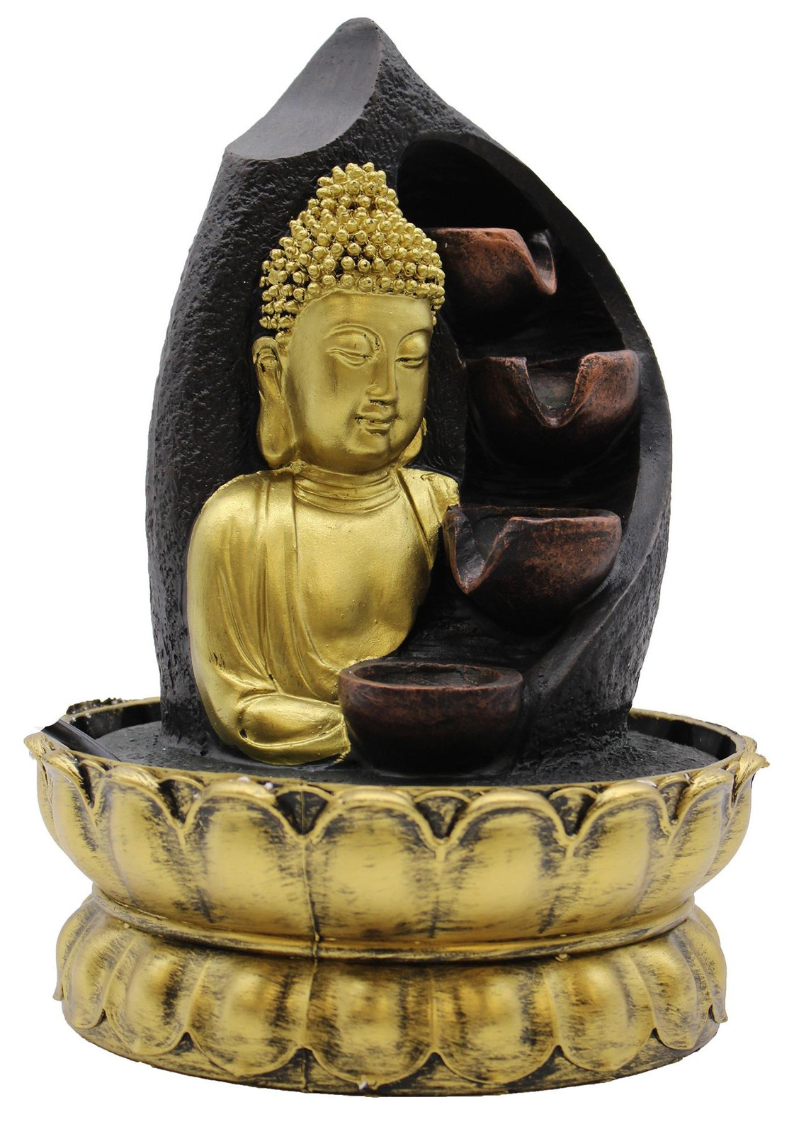 Ancient Wisdom Tafelwaterfontein met Gouden Boeddha en vazen, Hoogte: 30 cm