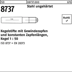 Kegelstift ISO 8737 Gewindezapfen 5x 50 Stahl ungehärtet Kegel 1:50 25 Stück