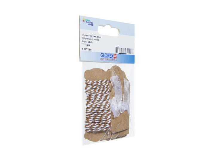 Glorex Papier-Etiketten Braun 5-8 × 3-5 cm 15 Stück