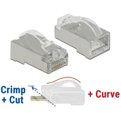 DELOCK 86474 - Netzwerk RJ45 Crimp+Cut+Curve Stecker, Cat.6, STP, 20 Stück