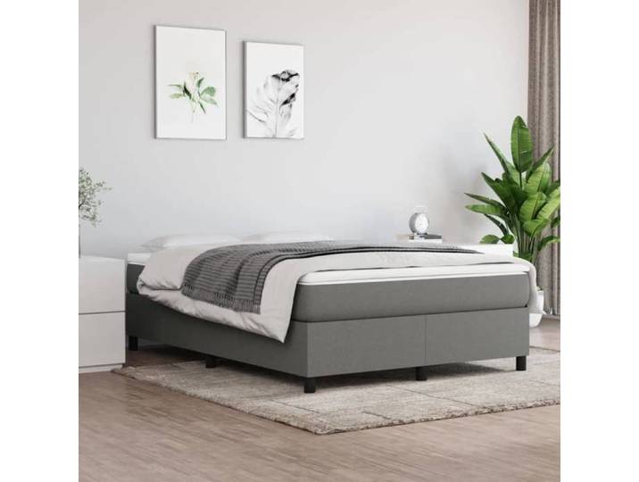 UNIQUE 140x190 cm Sommier à lattes de lit Gris foncé Tissu - Lit Double Moderne 6847
