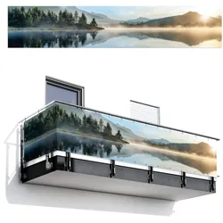 BALKON-SICHTSCHUTZ See - Nebel - Berge - Landschaft Deko XXL 500x100 cm