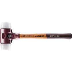 SIMPLEX-Schonhammer Halder mit TE-Gehäuse und Holzstiel, Superplastik, Ø 40 mm