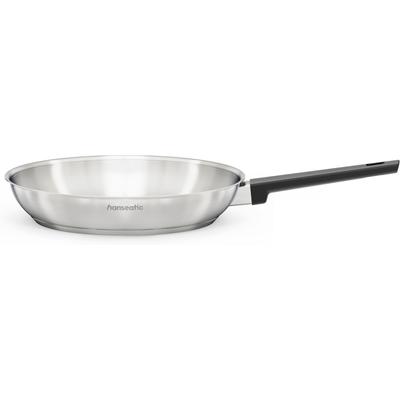 Bratpfanne HANSEATIC "SMART", silberfarben, B:29,7cm H:5cm L:48,1cm Ø:28cm, Pfannen, Bratpfanne, ohne Beschichtung, energiesparend, für alle Herdarten, inkl. Induktion