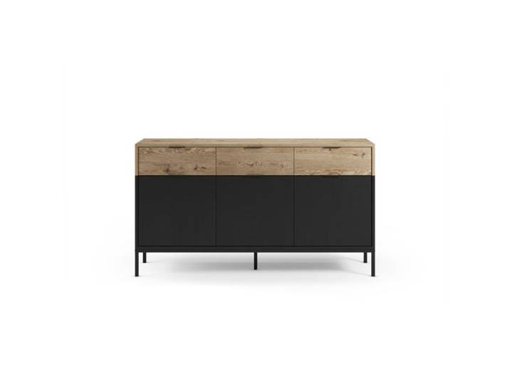 ELINE - Buffet 3 portes 150cm en mélamine - Noir