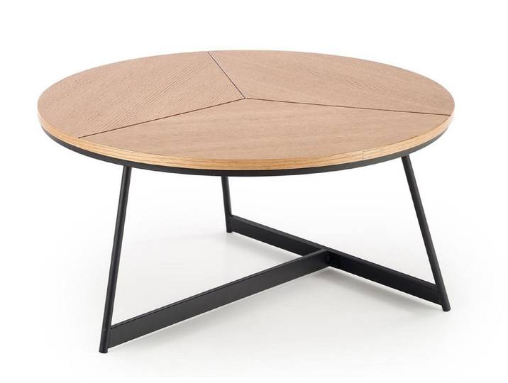 Feldmann-Wohnen Couchtisch Karida (runde Tischplatte 80x80cm, 1-St., moderne Optik, runde Tischplatte, Metallgestell, Holzoptik), 80x80x41cm Eiche Natur schwarz