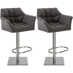 CLP 2er Set Barhocker Damaso Stoff edelstahl   Farbe: titangrau, Gestell Farbe: edelstahl