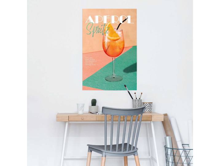 Poster REINDERS Aperol Spritz , farbe bild(er): orange, Bilder, B/H/T: 61cm x 91,5cm x 0,1cm, Küche, 1 Stk., Papier, Poster, Küche - Orange - Bilderdruckpapier - Essen und Trinken - 61x91,5 cm, B:61cm H:91,5cm T:0,1cm