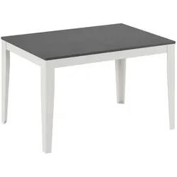 Stones Großer Ausziehtisch aus grauem Zementmelamin mit weißem Metallgestell – Maße 130/290 x 80 x 76 cm – Modernes Design