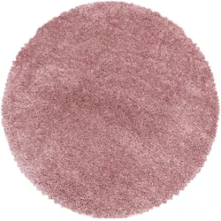 Teppich Hochflor Shaggy Uni Style Polypropylen Wohnzimmer Rosa Rund 80x80 | Kadima Design