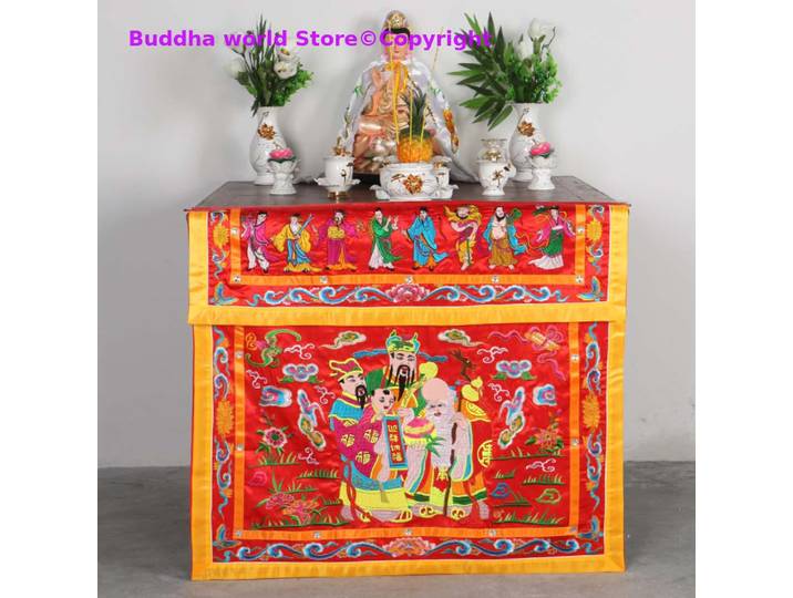 Autel bouddhiste brodé pour la lecture, le taoïsme, la maison, le culte du temple, le rideau de clôture de table, les images BA XIAN FU LU SHOU, de bon augure